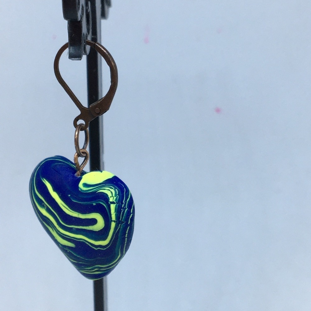 Unique Handmade Polymer Clay Heart ❤️ Earrings - Picture 6 of 6